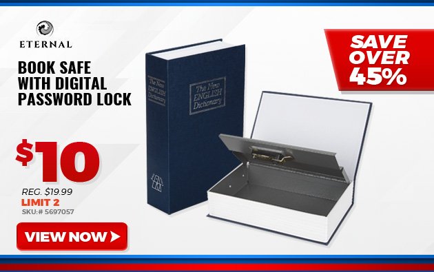 ETERNAL BOOK SAFE WITH DIGITAL PASSWORD LOCK