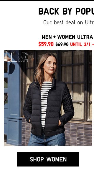 BACK BY POPULAR DEMAND - ULTRA LIGHT DOWN JACKET $59.90 UNTIL 3/1- SHOP WOMEN