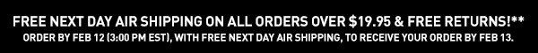 Free Next Day Air Shipping On All Orders Over $19.95 & Free Returns!** Order by Feb 12 (3:00 PM EST), with Free Next Day Air Shipping, to receive your order by Feb13.