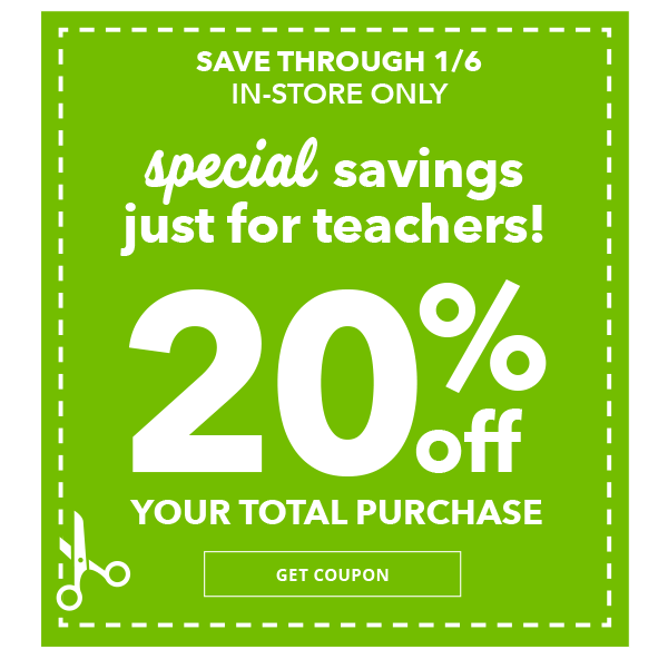 20% off Your Total Purchase.