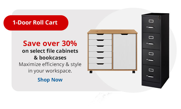 Save over 30% on select file cabinets & bookcases