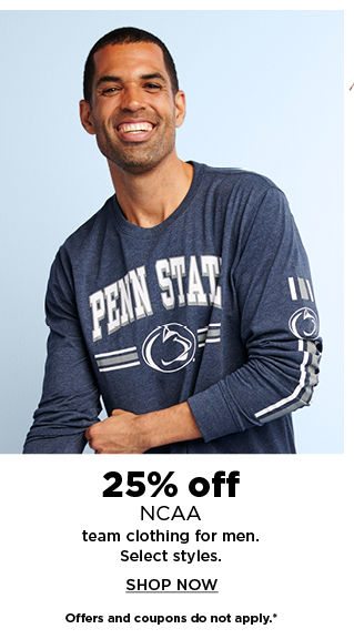 25% off ncaa team clothing for men. shop now.
