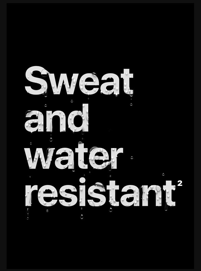 Sweat and water resistant