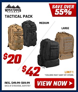 world famous sports medium tactical pack