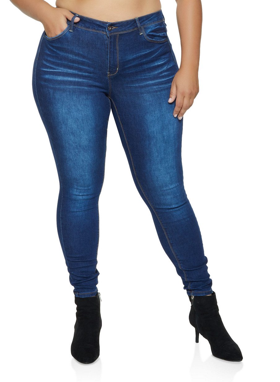 Plus Size WAX Whiskered Skinny Jeans