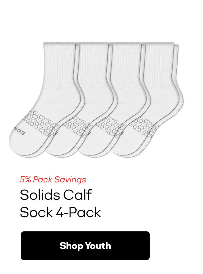 Solids Calf Sock 4 Pack [Shop Youth]