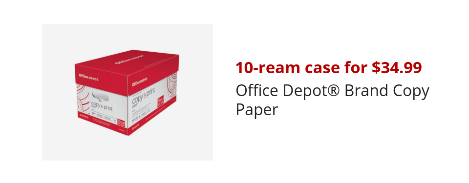 10-ream case for $34.99 Office Depot® Brand Copy Paper 