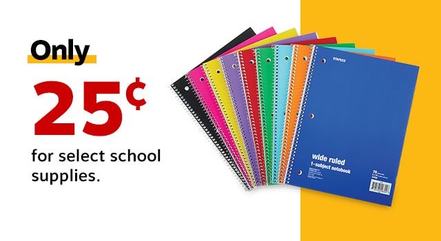 Only 25¢ for select school supplies.
