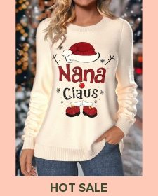 ROTITA Christmas Raw White Round Neck Long Sleeve Sweatshirt