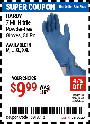 7 mil Nitrile Powder Free Gloves 50 Pc X Large