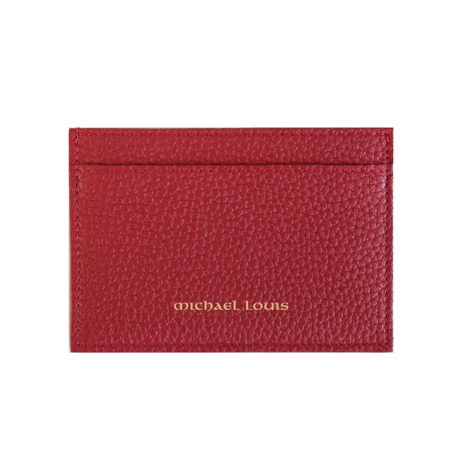 Image of Red Pebbled Leather Classic Card Holder