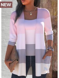 ROTITA Two Piece Striped Pink Cardigan and Tank Top