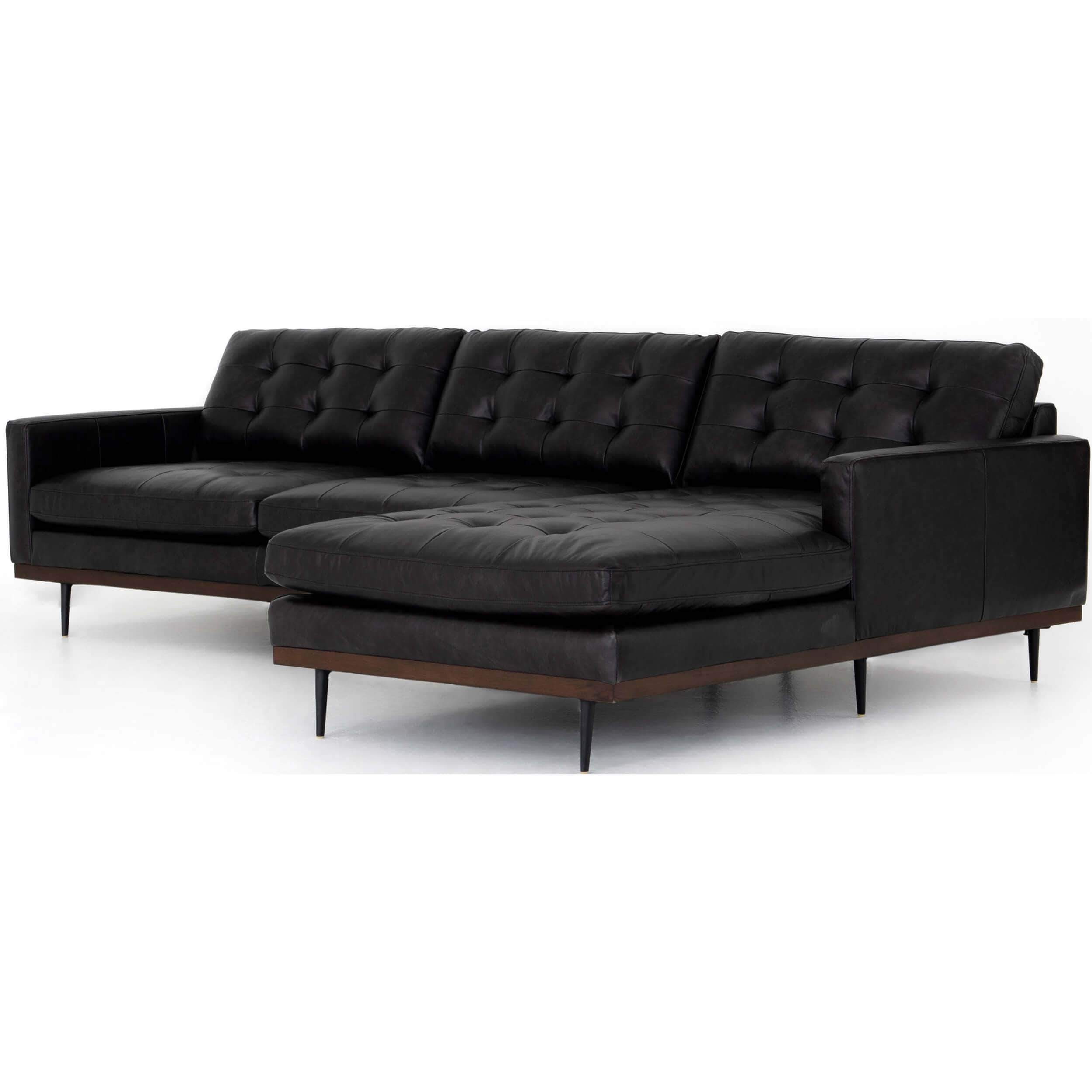 Image of Lexi RAF Leather Sectional, Sonoma Black