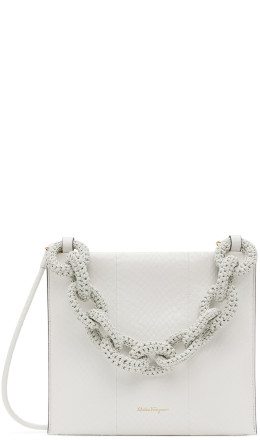 Salvatore Ferragamo - White Elaphe Top Handle Bag