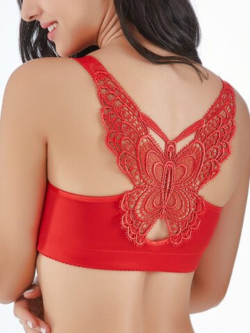Butterfly Embroidery Front Closure Wireless Soft Bras