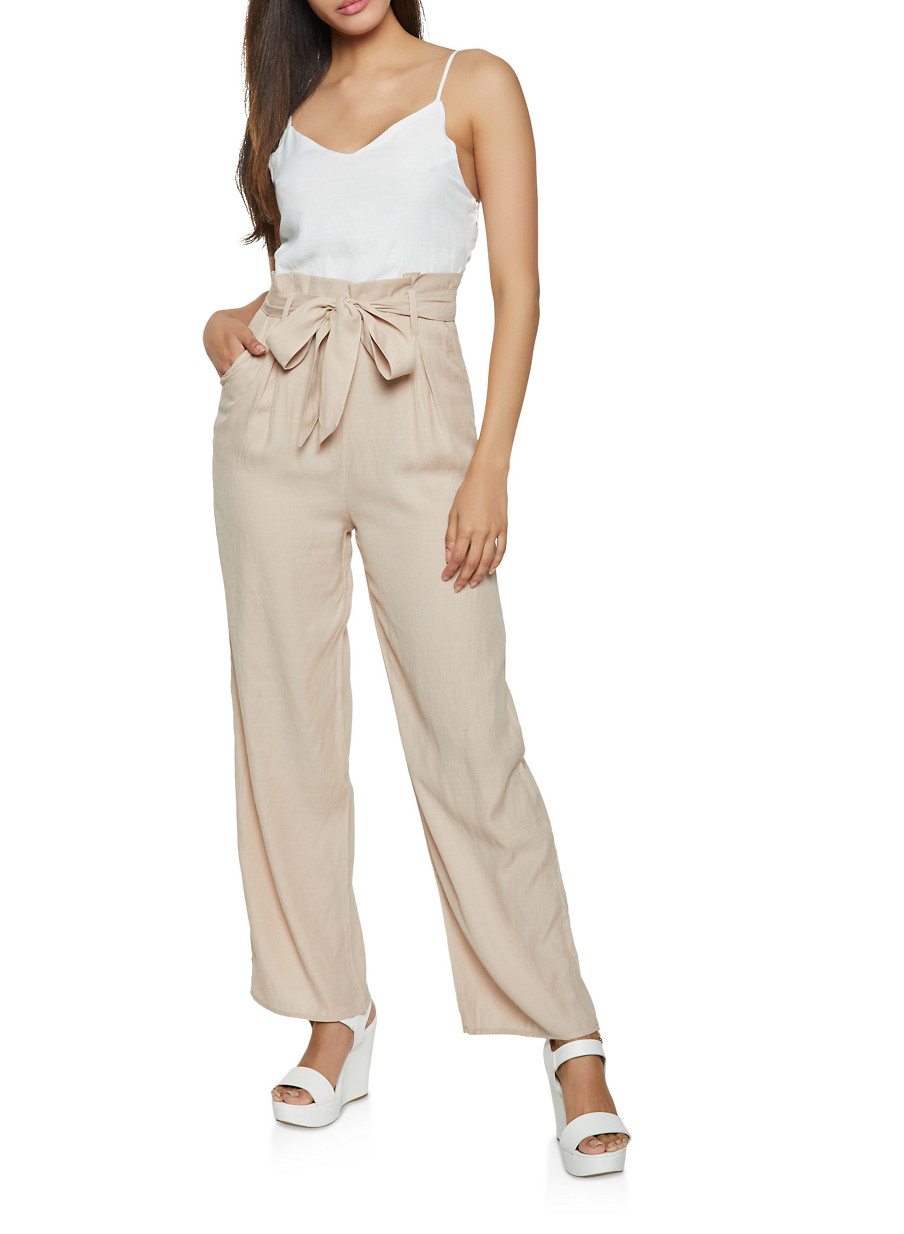 Tie Paper Bag Waist Jumpsuit