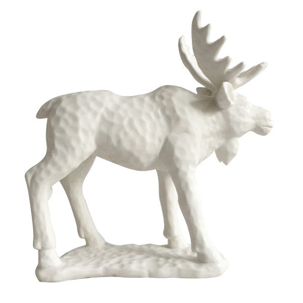 White Woodland Moose Statue