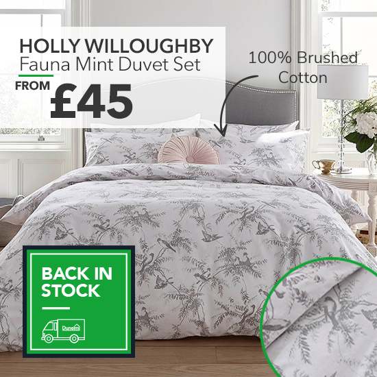 Holly Willoughby Fauna Mint 100% Brushed Cotton Reversible Duvet Cover and Pillowcase Set