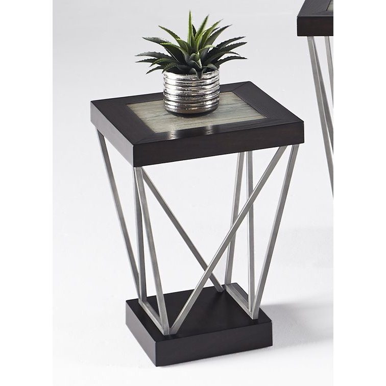 East Bay Black and Silver Chairside Table