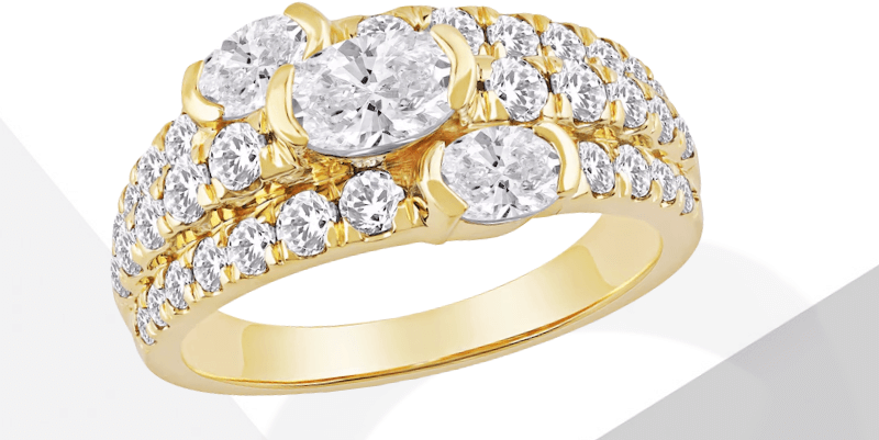 Lab-Created Diamonds by KAY Oval-Cut Three-Stone Anniversary Ring 2 ct tw 14K Yellow Gold