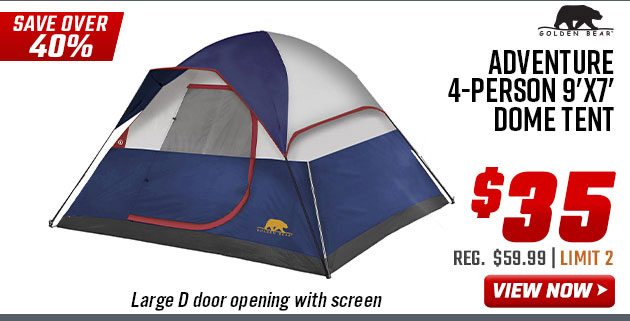 Golden Bear Adventure 4-Person 9'x7' Dome Tent