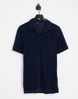 Originals towelling polo with revere collar in navy