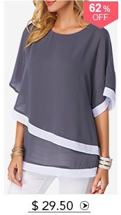 Half Sleeve Dark Grey Chiffon Blouse