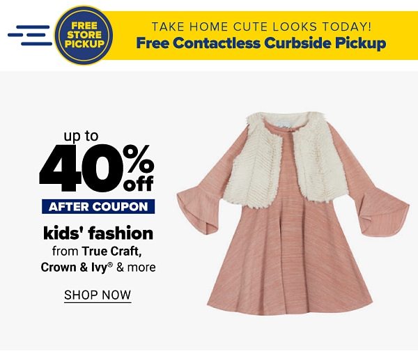 Up to 50% off kids' fashion - after coupon - from True Craft, Crown & Ivy & more. Shop Now.
