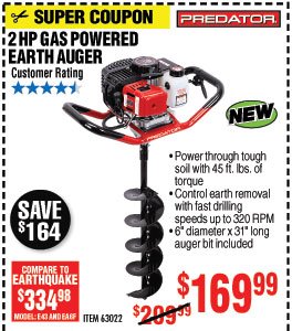Gas Powered Earth Auger