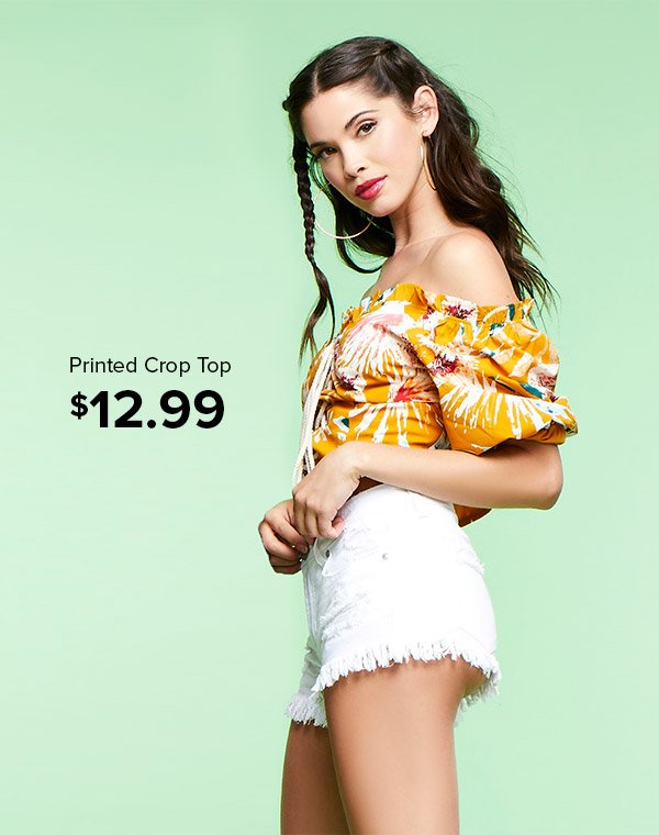 Shop Printed Crop Top $12.99