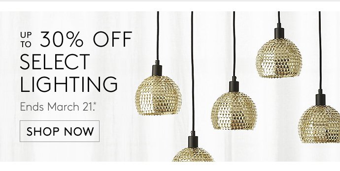 up to 30% off select lighting