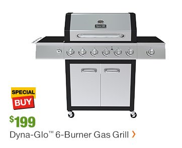 SB $199 DYNA-GLO 6-BURNER GAS GRILL