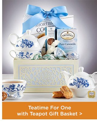 Teatime For One with Teapot Gift Basket