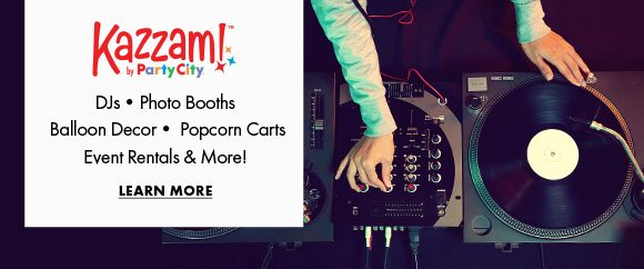 Kazzam! By PartyCity | DJs, Photo Booths, Balloon Decor, Popcorn Carts, Event Rentals and More! | Learn More