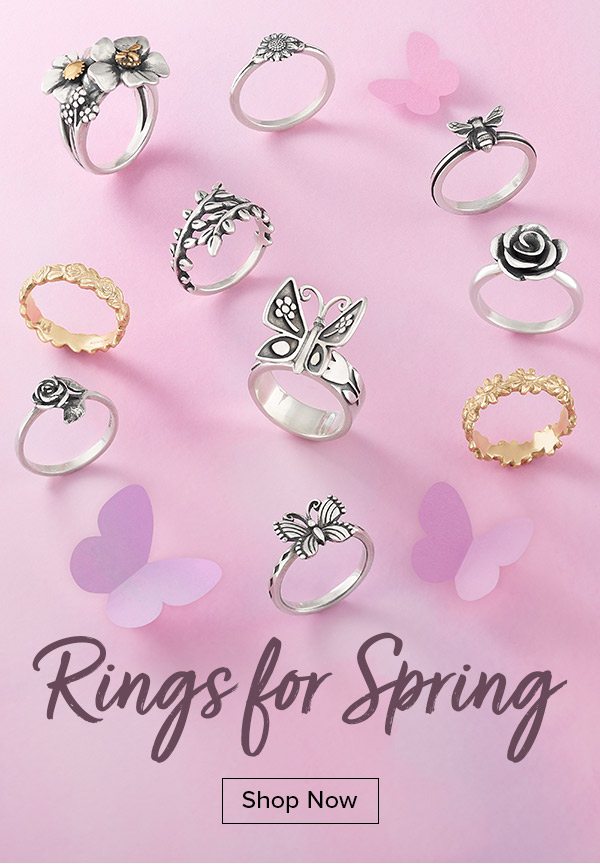 Rings for Spring - Joyful designs inspired by nature, featuring sterling silver or bronze. Shop Now