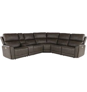 Damon Smoke Gray 6-Piece Power Reclining Sectional with Wireless Charging