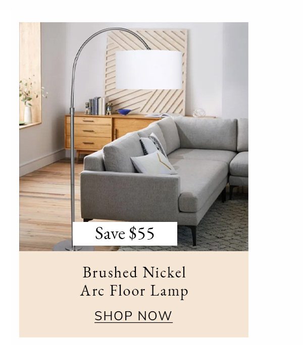 Modern Brushed Nickel Arc Floor Lamp | SHOP NOW
