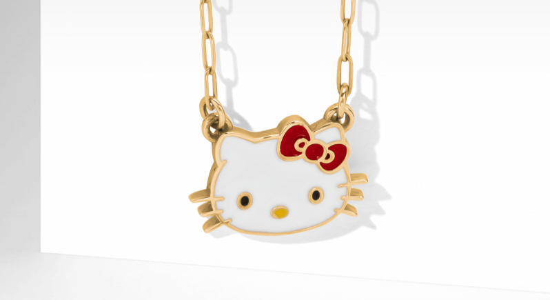 Children's Hello Kitty Enamel Necklace 14K Yellow Gold 15''