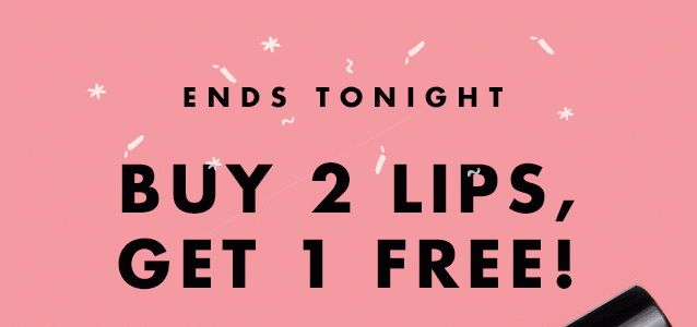 Ends Tonight. Buy 2 Lips, Get 1 Free!