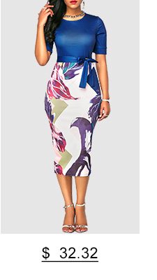 Short Sleeve Bowknot Embellished Printed Sheath Dress