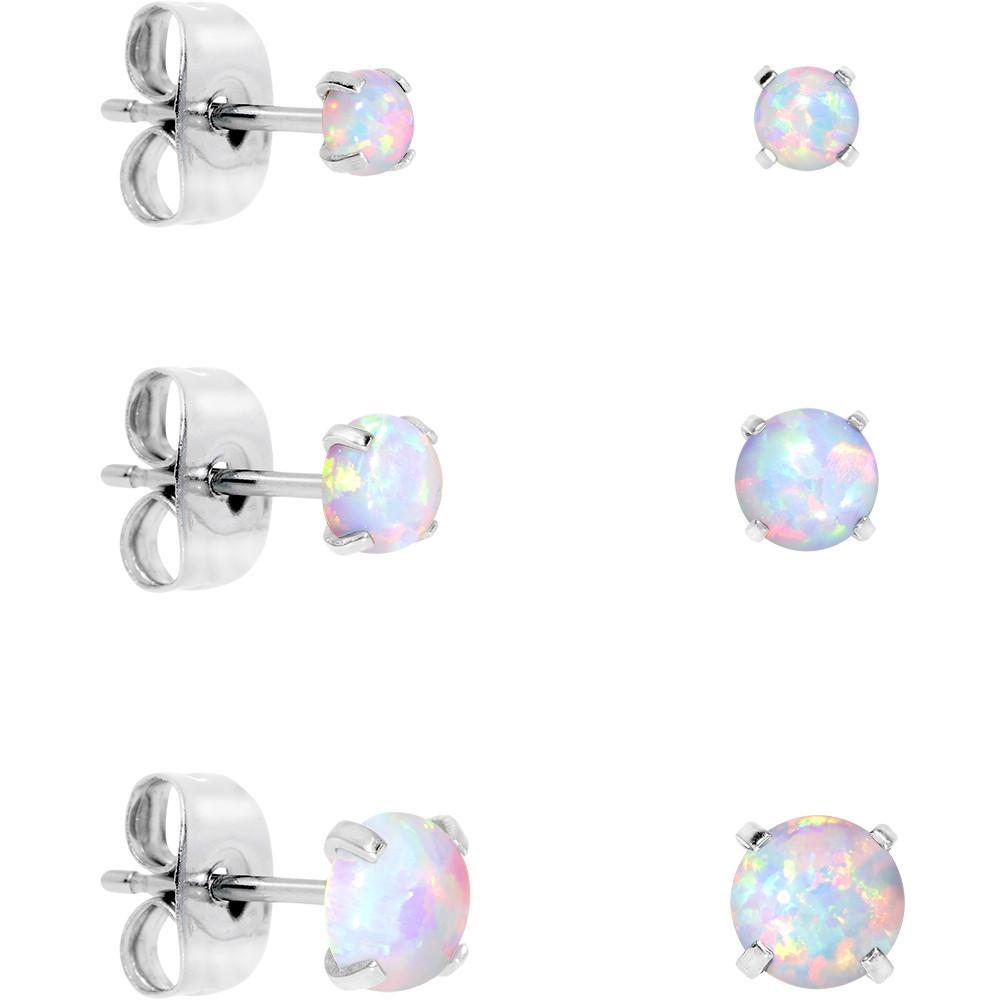 Image of White Opal Stud Earring Pack Set of 3