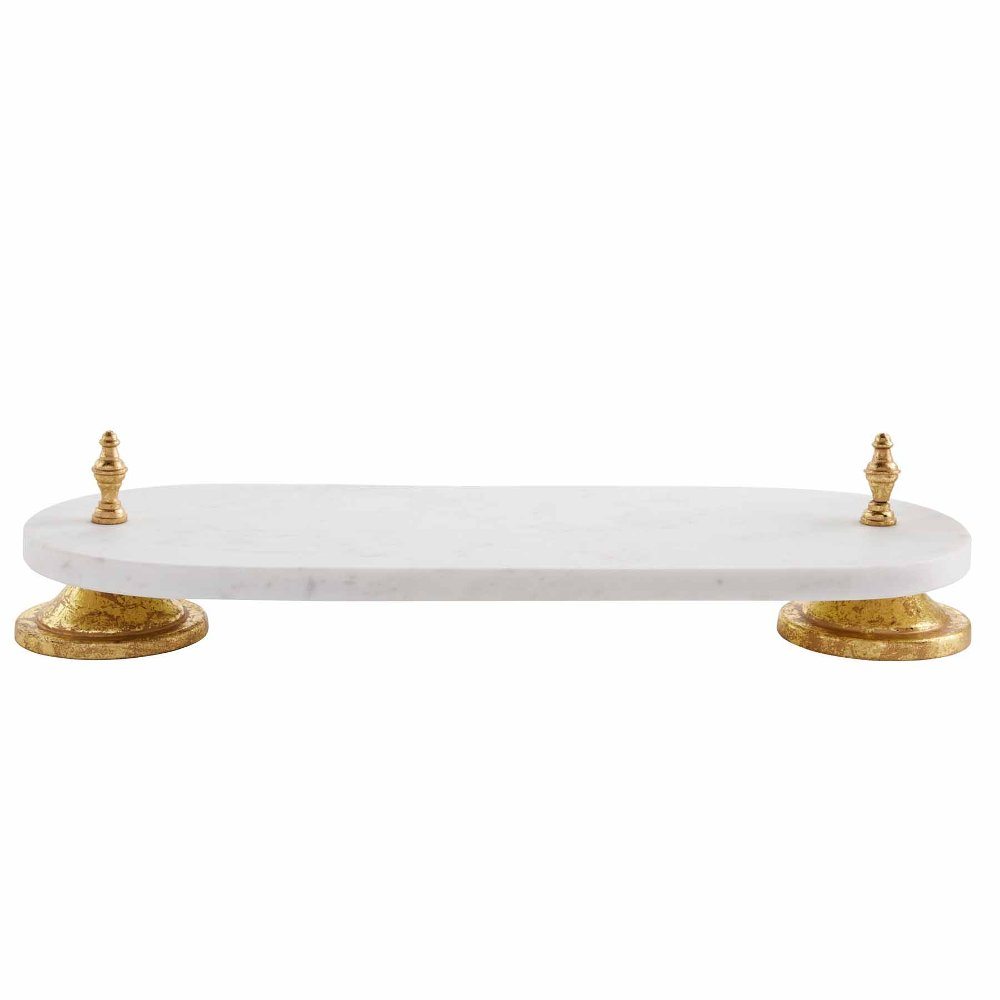 GLD PEDESTAL MARBLE PLATTER