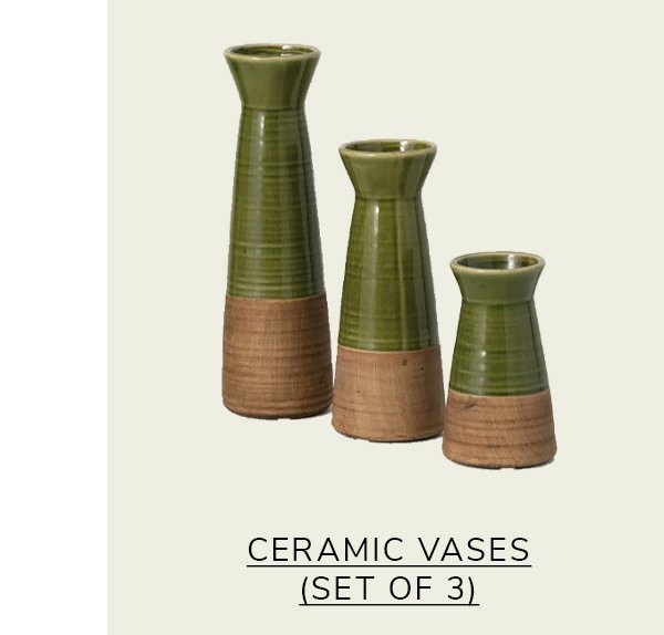 Green & Brown Ceramic Set of 3 Vases | SHOP NOW