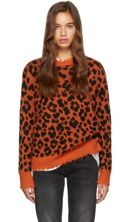 R13 - Orange Leopard Cashmere Sweater