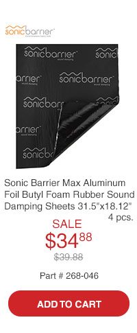 Sonic Barrier MX-4 Max Aluminum Foil Butyl Foam Rubber Sound Damping Sheets 31.5in x 18.12in 4 pcs.