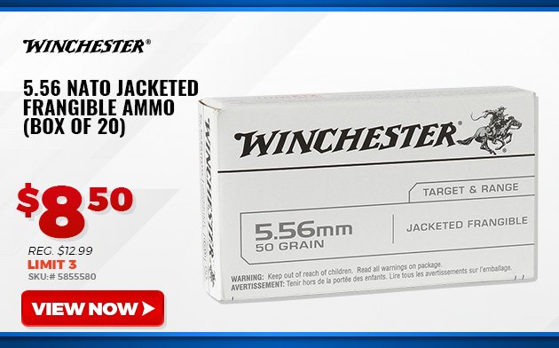 Winchester 5.56 NATO Jacketed Frangible Ammo (Box of 20)