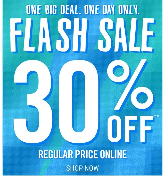 Flash Sale 30% Regular Price