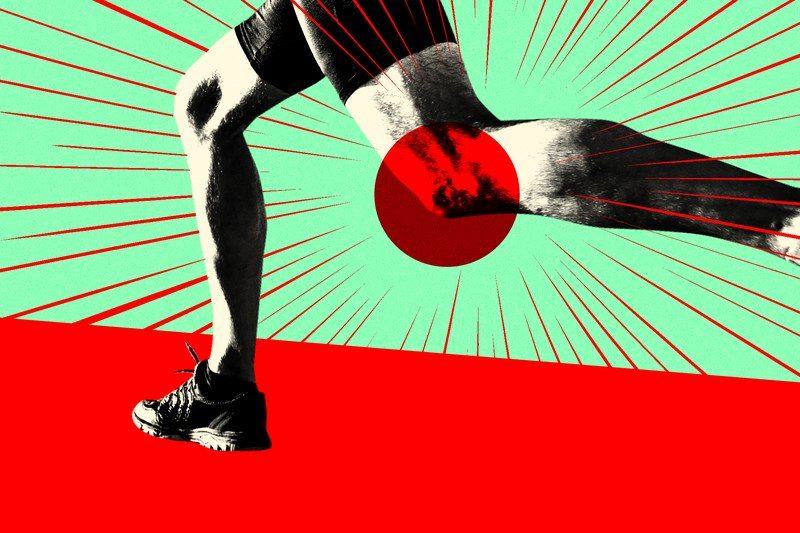 Collage of a man's legs running