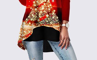 Christmas Tree Print Round Neck T Shirt