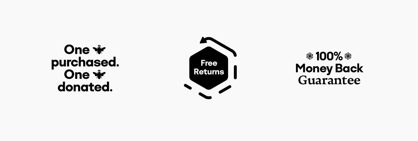 One purchased. One donated. | Free Returns | 100% Money Back Guarantee